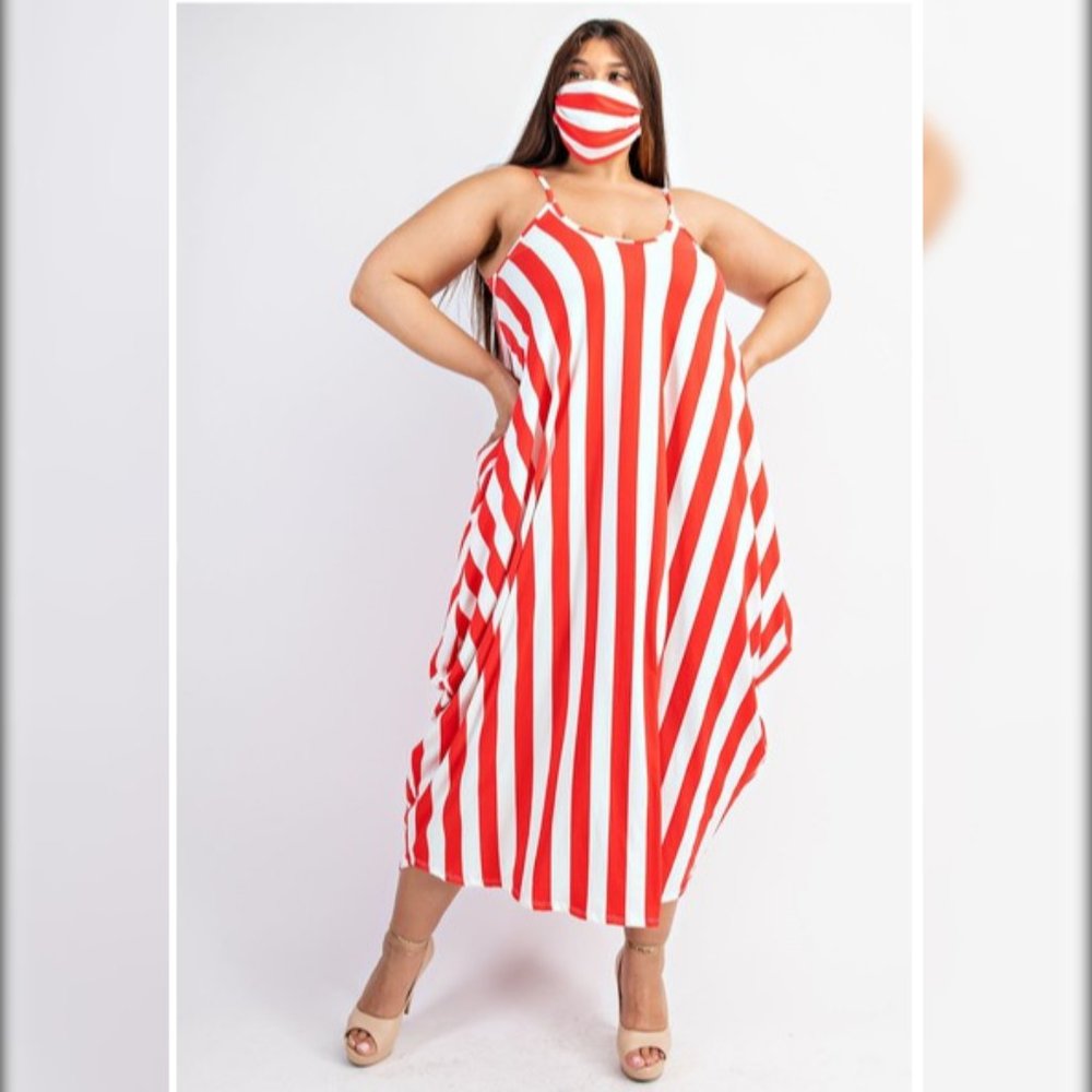 VERTICAL STRIPE MAXI DRESS SET